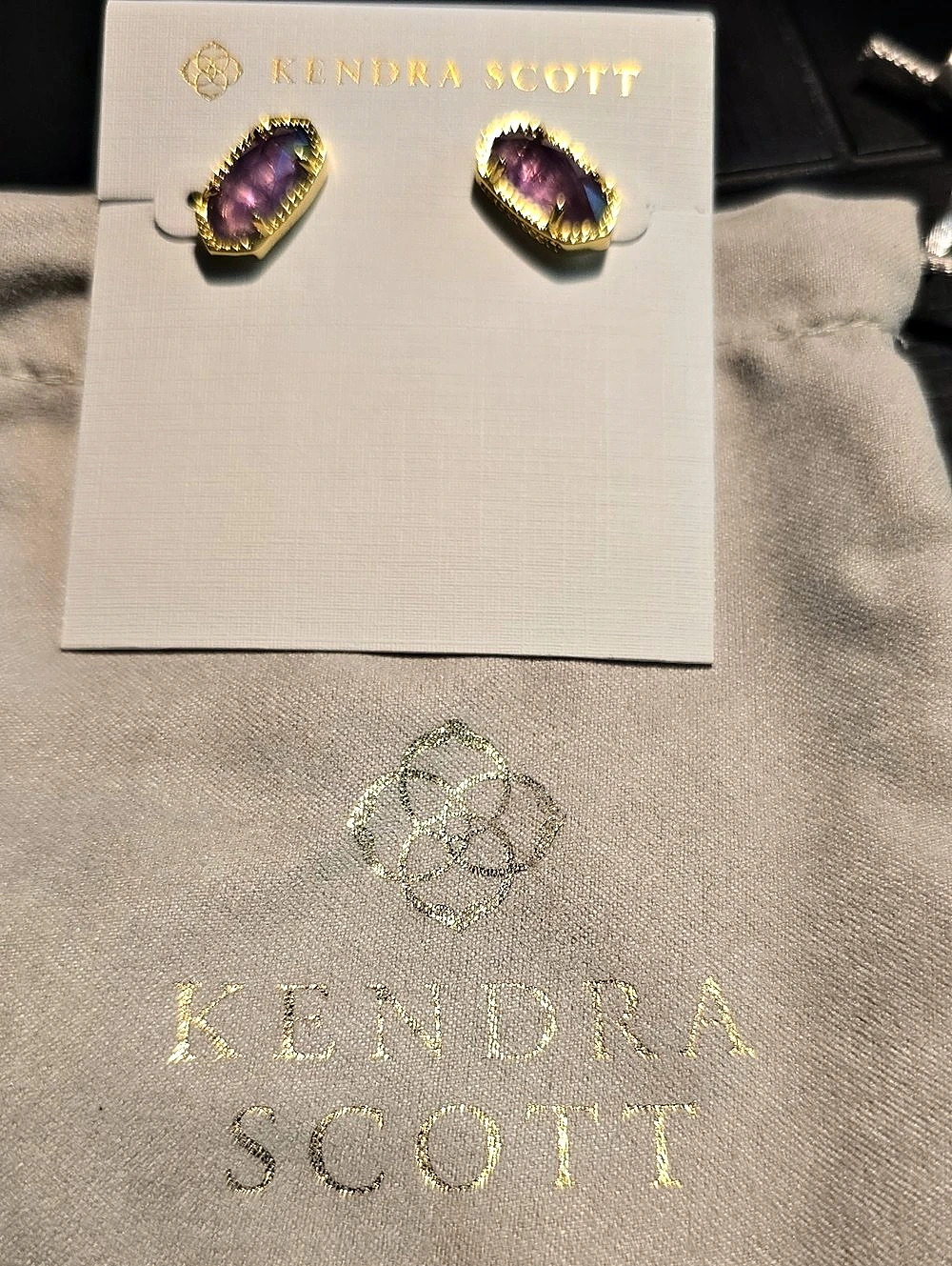 Kendra Scott Ellie Gold Stud Earrings Purple & Gold